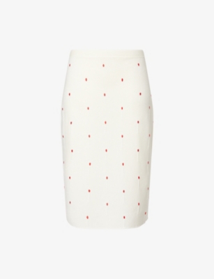 BOTTEGA VENETA: Matches Embroidered Fine-Knit Cotton-Blend Midi Skirt