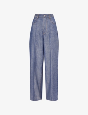 BOTTEGA VENETA: Printed Five-Pockets Wool and Cotton Trousers