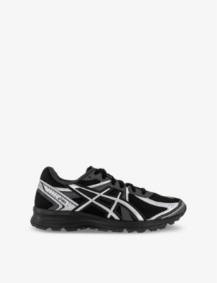 Asics Mens Black Pure Silver Jog 100s Metallic-trim Mixed-material Trainers In Black Pure Silver