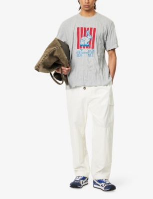 Bottega Veneta Graphic Rabbit-print Crushed Cotton Jersey T-shirt In Gray
