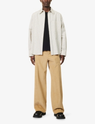 BOTTEGA VENETA: Striped Relaxed-Fit Cotton-Blend Shirt