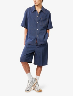 BOTTEGA VENETA: Melange Drill Short-Sleeve Denim Shirt