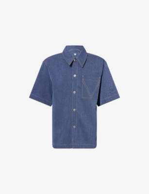 BOTTEGA VENETA: Melange Drill Short-Sleeve Denim Shirt