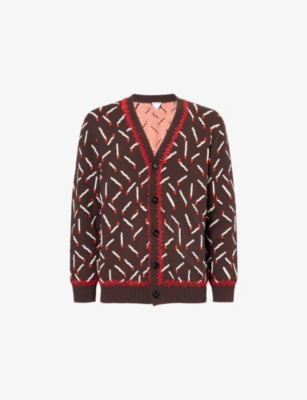 BOTTEGA VENETA: Jacquard Matches V-Neck Cotton-Blend Cardigan