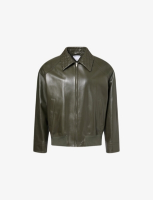 BOTTEGA VENETA: Intrecciato-Collar Leather Blouson Jacket