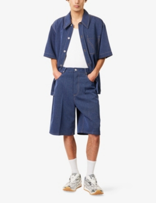 BOTTEGA VENETA: Melange Drill Relaxed-Fit Denim Shorts