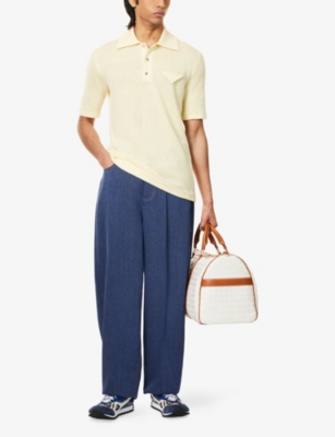 BOTTEGA VENETA: Knitted Short-Sleeves Linen and Cotton Polo Shirt