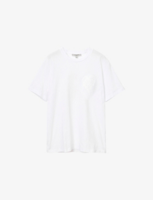 Allsaints Womens Optic White Poster Graphic-print Short-sleeve Cotton Boyfriend T-shirt Xs