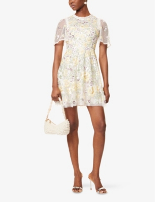 NEEDLE AND THREAD: Elina Rose Short-Sleeve Woven Mini Dress