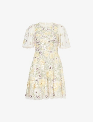 NEEDLE AND THREAD: Elina Rose Short-Sleeve Woven Mini Dress