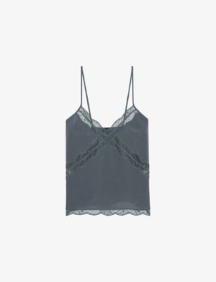 ZADIG&VOLTAIRE: Cishi Lace-Embroidered Silk Cami Top