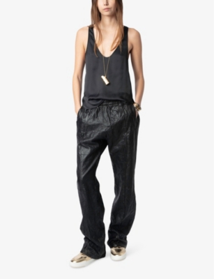 Zadig & Voltaire Womens Tarys Scoop-neck Satin Top Black In Black