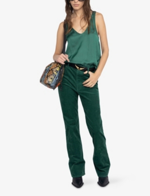 Zadig & Voltaire Womens Emerald Tarys Scoop-neck Satin Top In Green