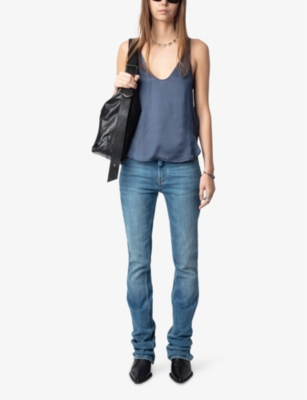 Tarys Scoop-Neck Satin Top