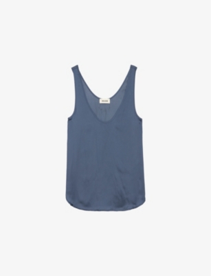 Tarys Scoop-Neck Satin Top