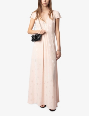 ZADIG & VOLTAIRE WOMENS PEARLY RAVIR HEART-PATTERN SILK MAXI DRESS 