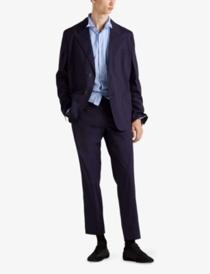 Prada Mens Blue Slim-fit Stretch-poplin Trousers In Blue