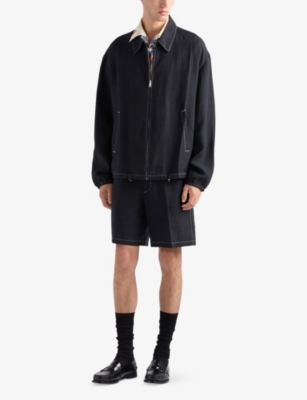 Prada Cotton Blouson With Contrasting Stitching In Black