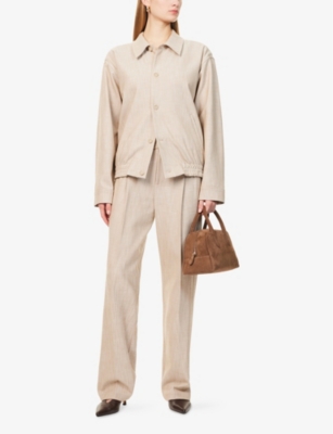 Simkhai Womens Natural Linen Archibald Two-welt-pockets Stretch-woven Jacket In Natural Linen