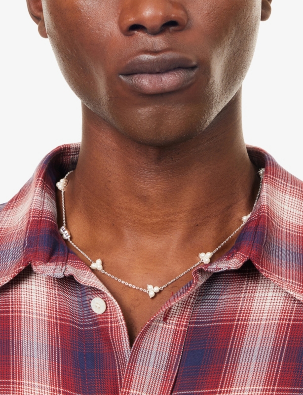 Link Pearl Sterling-Silver and Freshwater-Pearl Necklace