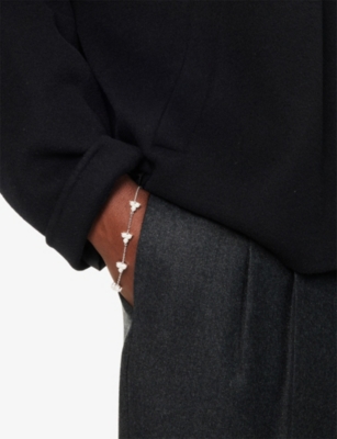 Commonlines Mens Link Pearl Sterling-silver And Freshwater-pearl Bracelet In Metallic