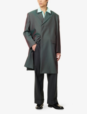 JIL SANDER: Iridescent Peak-Lapel Wool-Blend Overcoat