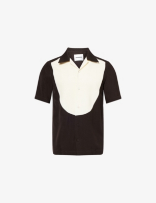 JIL SANDER: Contrast-Panel Woven-Silk Bowling Shirt