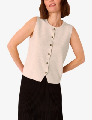 Whistles Omens  Lucy Sleeveless Cotton-blend Top In Brown