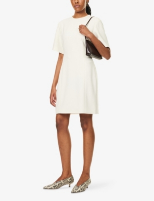 Theory Womens Rice Boxy-fit Short-sleeve Woven Midi Dress In Rice