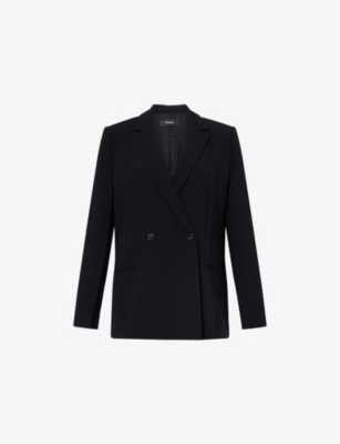 THEORY: Crepe Double-Breasted Relaxed-Fit Woven-Blend Blazer