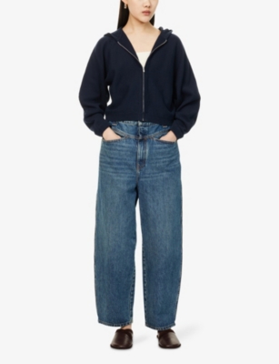 THEORY: Cropped Knitted Cotton-Blend Hoody