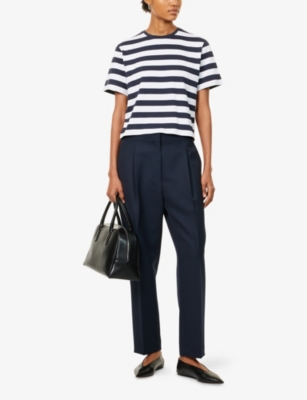 THEORY: Striped Boxy-Fit Pima-Cotton T-Shirt