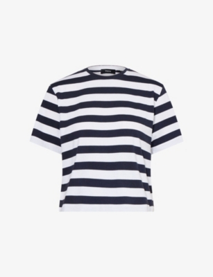 THEORY: Striped Boxy-Fit Pima-Cotton T-Shirt