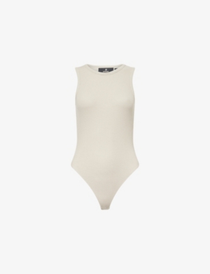 Racer Sleeveless Waffle-Knit Cotton Bodysuit