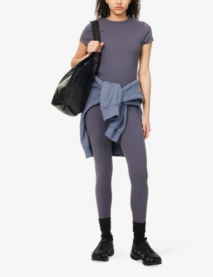 Represent Womens  Owners Club Curved-hem Stretch-woven T-shirt In Grey