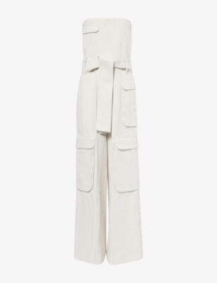 REPRESENT: Wonder Strapless Cotton and Linen-Blend Jumpsuit