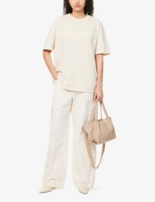 Represent Womens  Owners Club Boyfriend Round-neck Cotton-jersey T-shirt In Oatmilk
