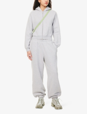Represent Womens  Owners Club Two-slip-pockets Wide-leg High-rise Cotton-jersey Jogging Bottoms In Grey Marl