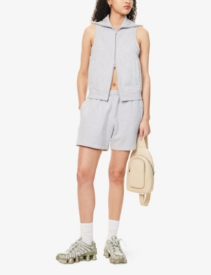 Represent Womens  Owners Club Two-welt-pockets High-rise Cotton-jersey Shorts In Grey Marl