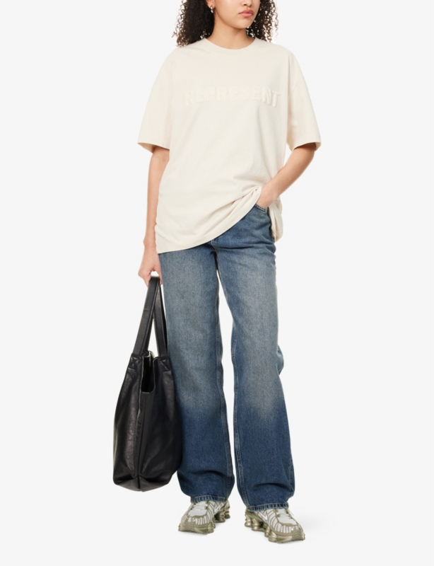 Brand-Patch Five-Pockets Straight-Leg High-Rise Denim-Blend Jeans
