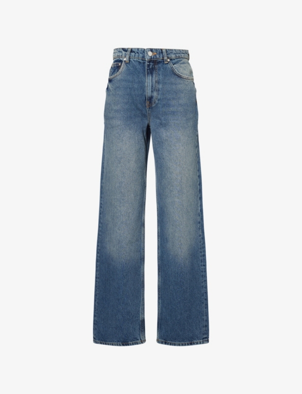 Brand-Patch Five-Pockets Straight-Leg High-Rise Denim-Blend Jeans