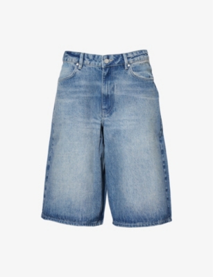 REPRESENT: Brand-Patch Five-Pockets Wide-Leg High-Rise Denim Shorts
