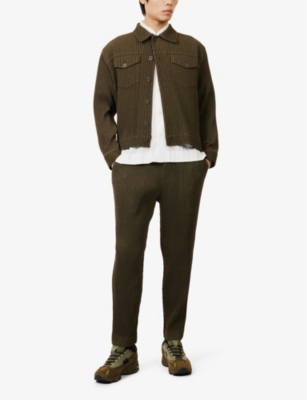 ISSEY MIYAKE NS KHAKI REGULAR-FIT TAPERED-LEG KNITTED TROUSERS 