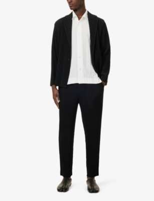 ISSEY MIYAKE NS HOMME PLISSE ISSEY MIYAKE BASICS NOTCH-LAPELS SLIM-FIT KNITTED BLAZER 