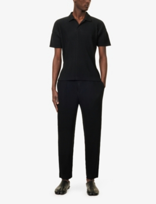 Issey Miyake Black Basics Polo Shirt In Black