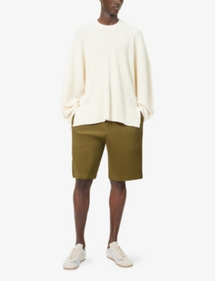 HOMME PLISSE ISSEY MIYAKE: Crewneck Split-Hem Cotton Knitted Jumper