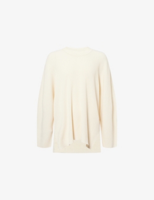 HOMME PLISSE ISSEY MIYAKE: Crewneck Split-Hem Cotton Knitted Jumper