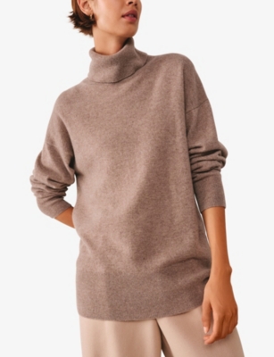 The White Company S Hotchocola Roll-neck Relaxed-fit Cashmere Jumper In Pink