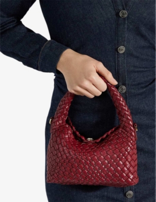 Dune Womens Dinky Deliberate Mini Woven Top-handle Bag Burgundy Synthetic In Burgundy Synthetic