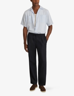 Reiss Mens Gerrard Slim-fit Straight-leg Stretch-jersey Trousers Navy
